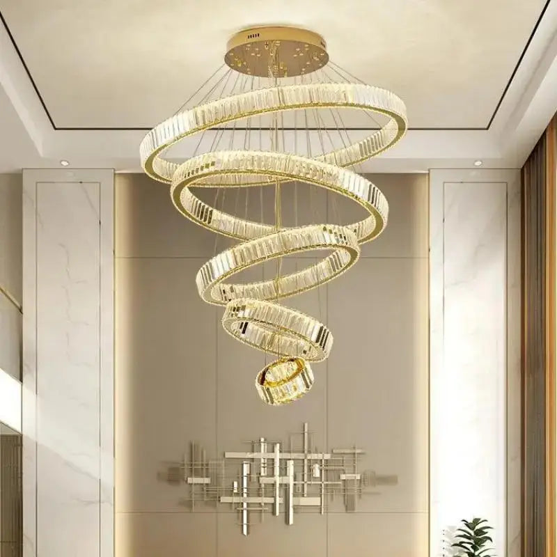 Gold Crystal Circle 4-Ring 100cm Chandelier