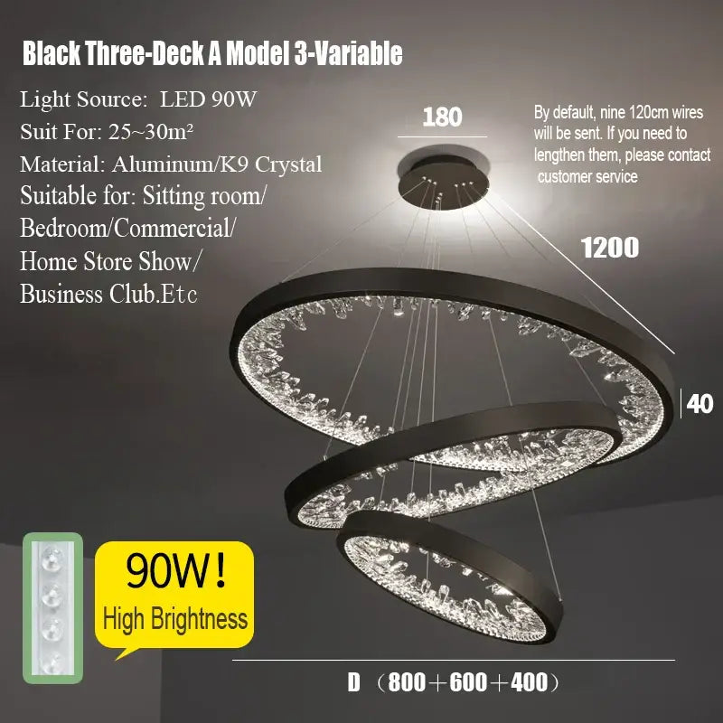 Gold Spiral LED Dimmable Dining Room Chandelier