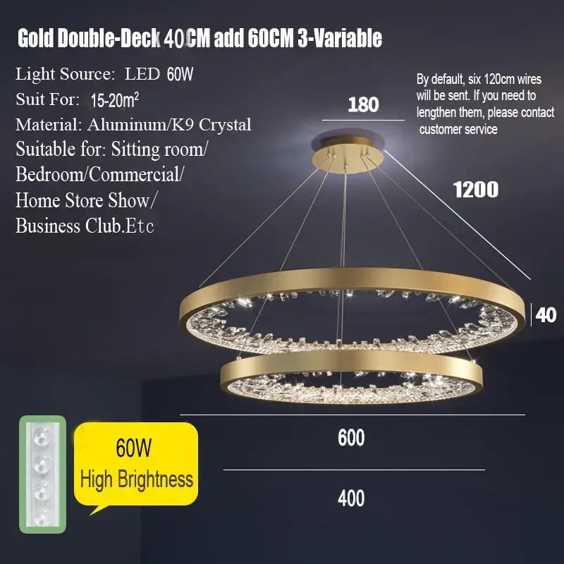 Gold Spiral LED Dimmable Dining Room Chandelier