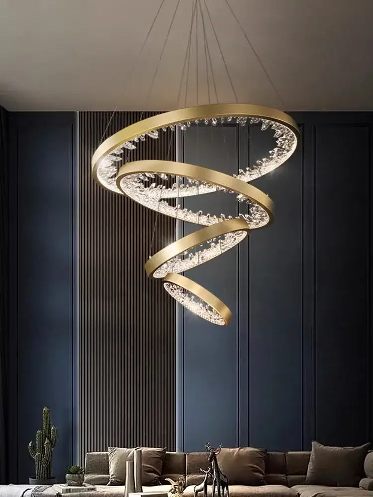 Gold Spiral LED Dimmable Dining Room Chandelier