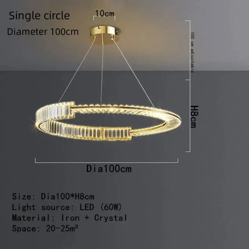 Gold Spiral 100cm Pendant Chandelier