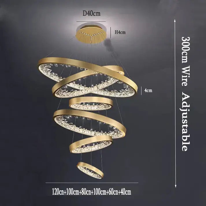 Gold Spiral LED Chandelier