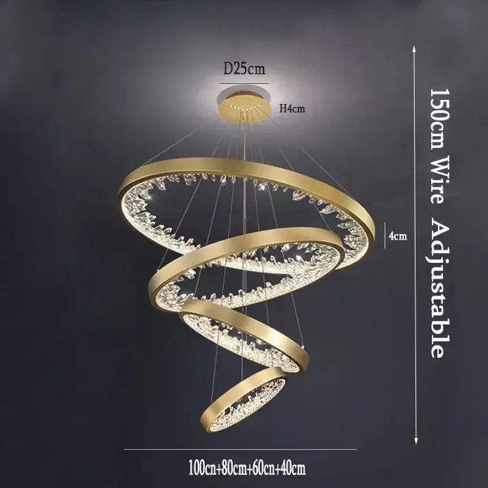 Gold Spiral LED Chandelier