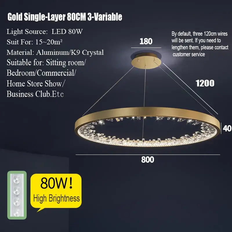 Gold Spiral LED Chandelier
