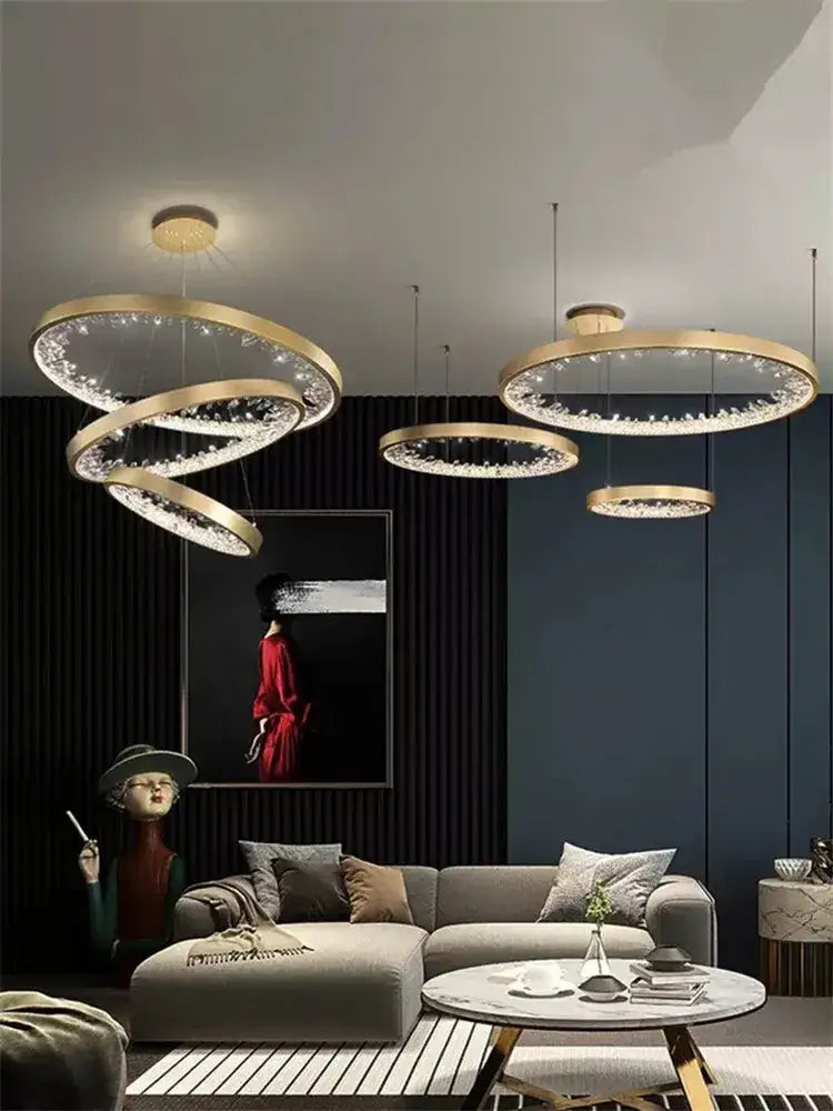 Gold Spiral LED Chandelier