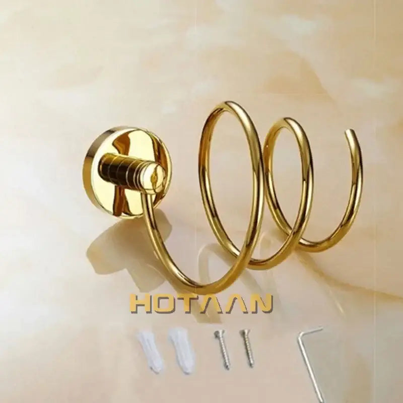 Gold Brass Hair Dryer Holder