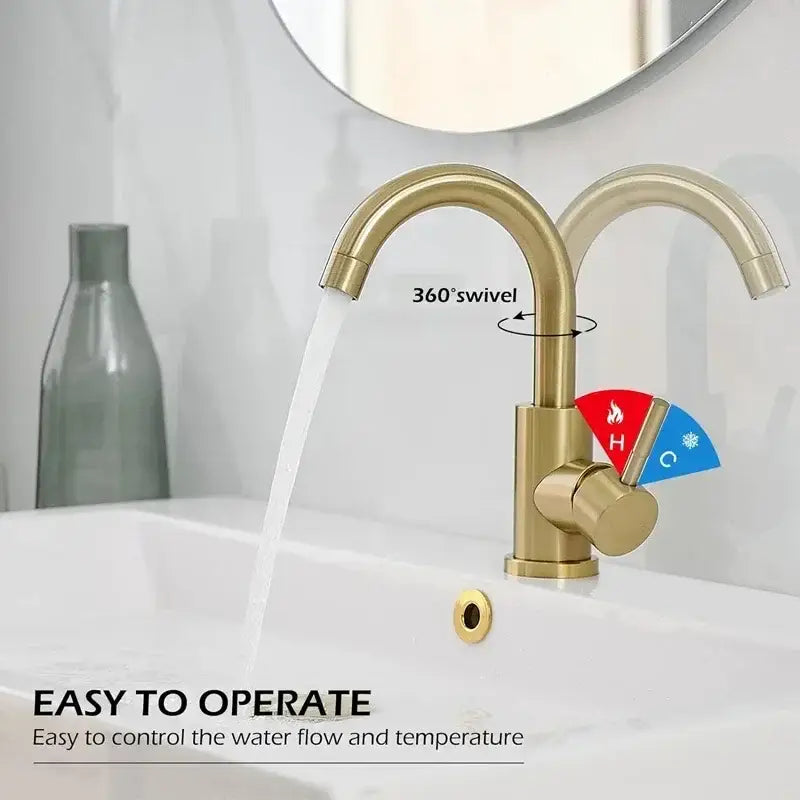 Golden Steel Sink Mixer