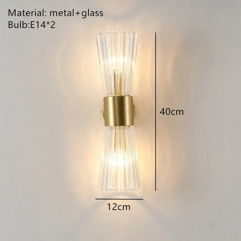 Gold Fluted Glass Wall Sconce for Bedrooms and Hallways