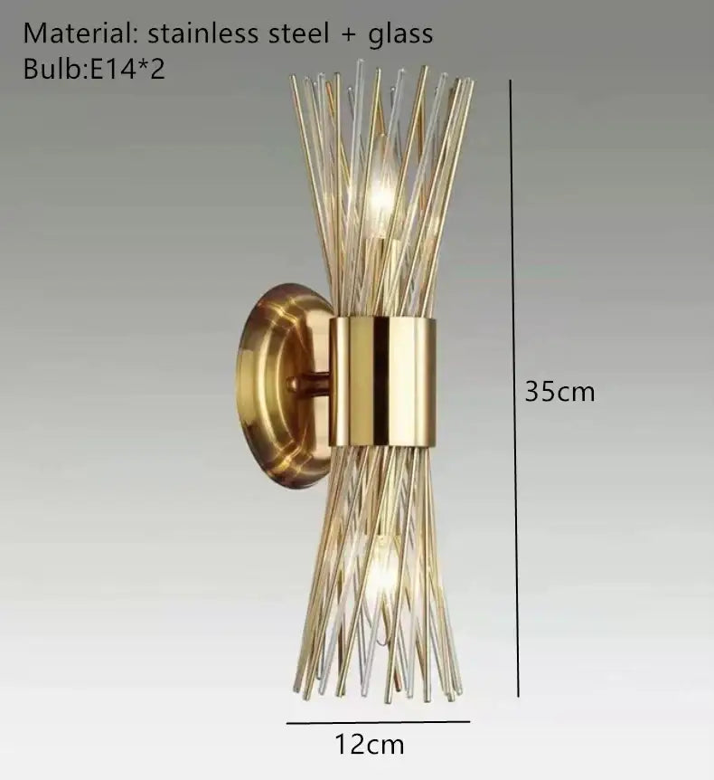 Gold Fluted Glass Wall Sconce for Bedrooms and Hallways
