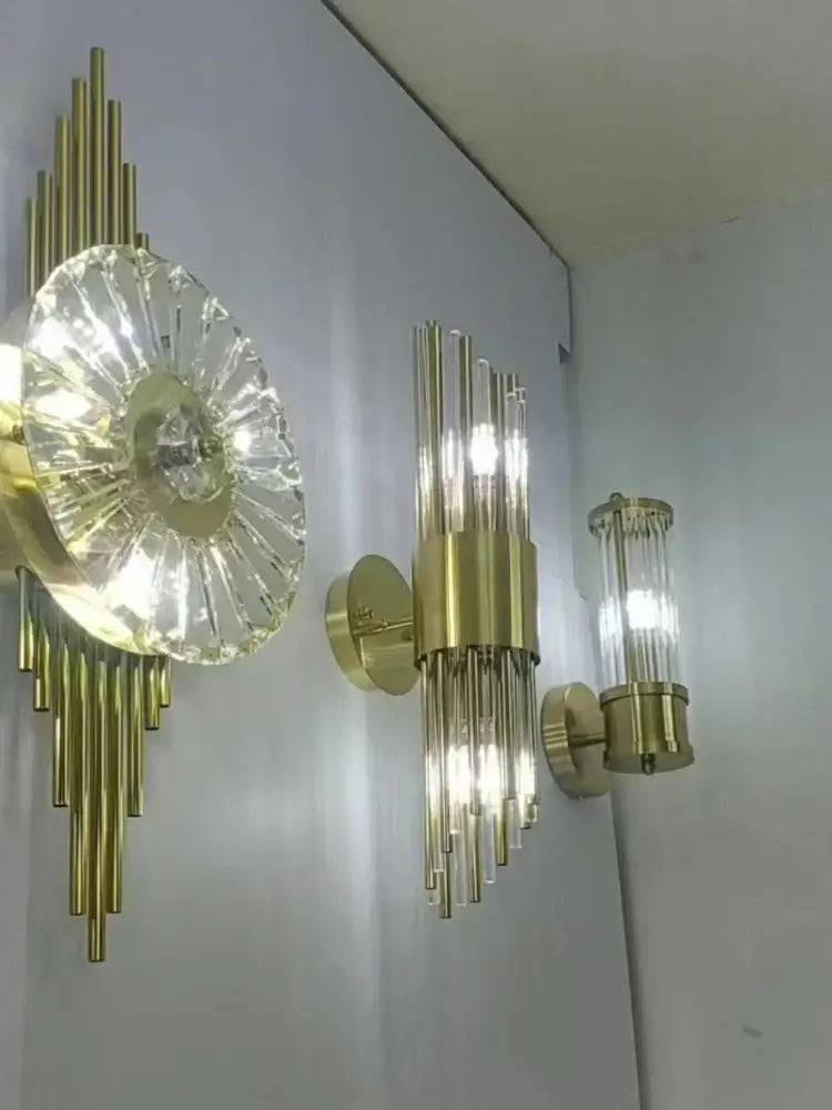 Gold Fluted Glass Wall Sconce for Bedrooms and Hallways