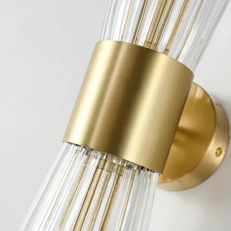 Gold Fluted Glass Wall Sconce for Bedrooms and Hallways