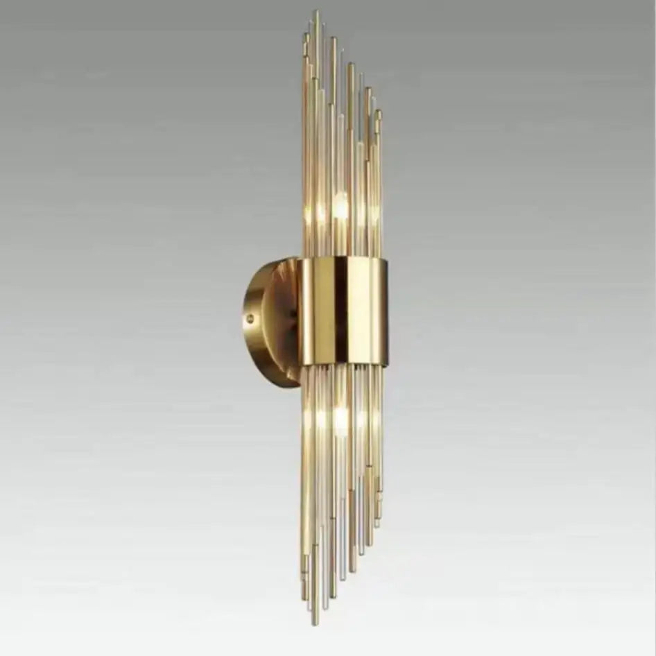 Gold Fluted Glass Wall Sconce for Bedrooms and Hallways