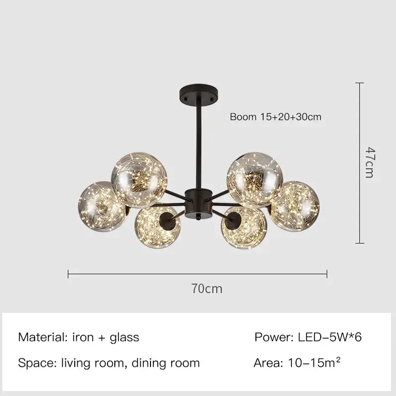 Gold Star Glass Chandelier