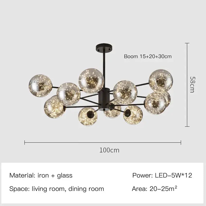 Gold Star Glass Chandelier