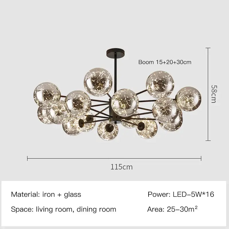 Gold Star Glass Chandelier