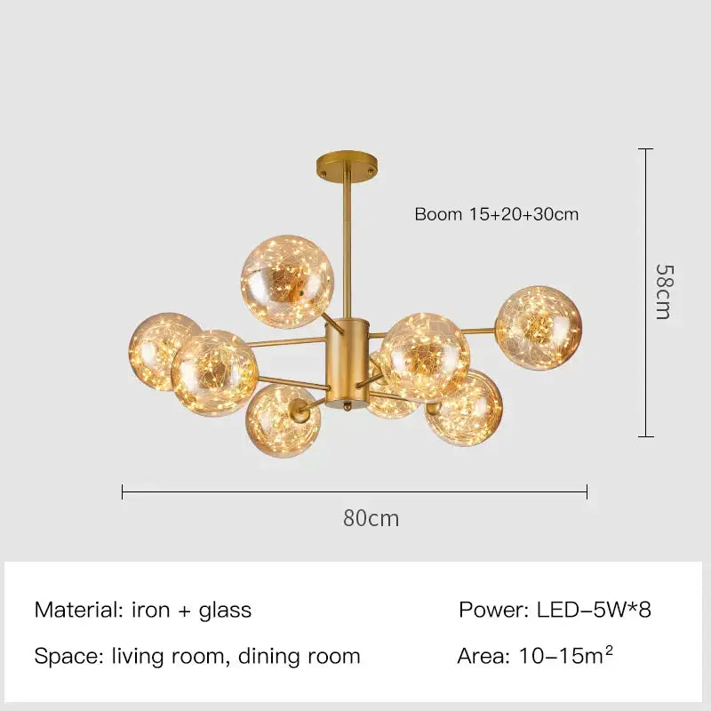 Gold Star Glass Chandelier