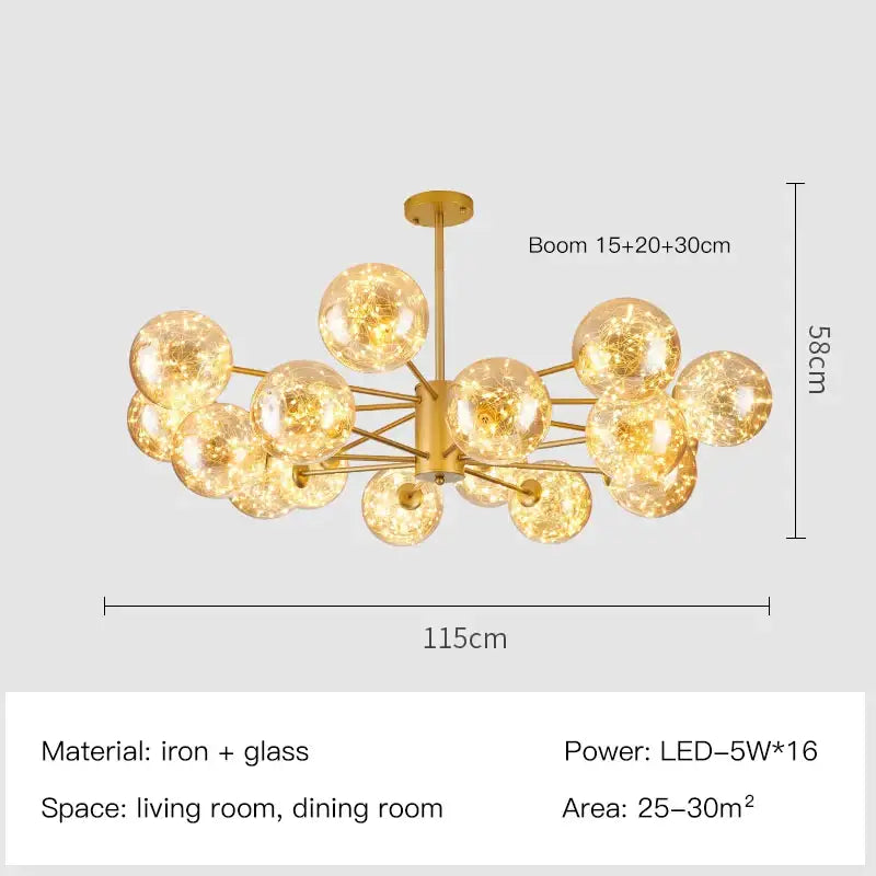 Gold Star Glass Chandelier
