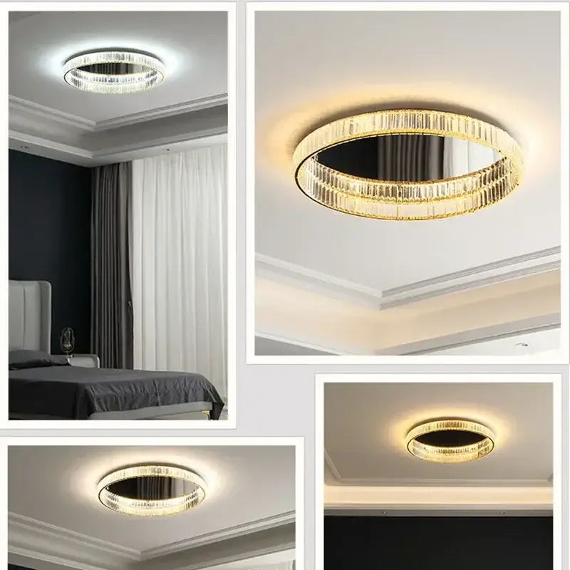 Gold Crystal Ceiling Light D100cm Remote Dimmable