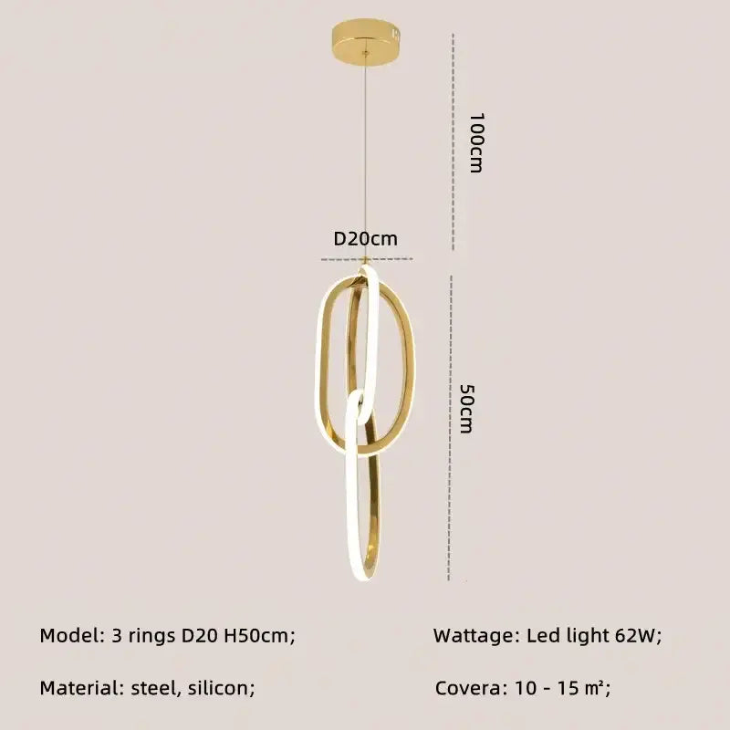 Gold Interlocking Rings Pendant