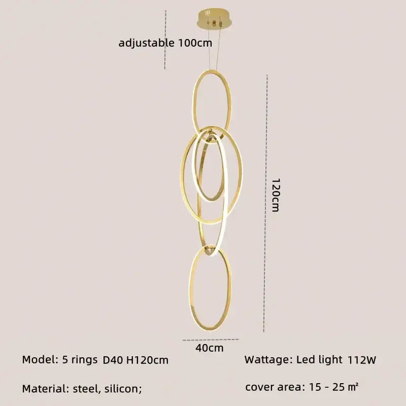 Gold Interlocking Rings Pendant