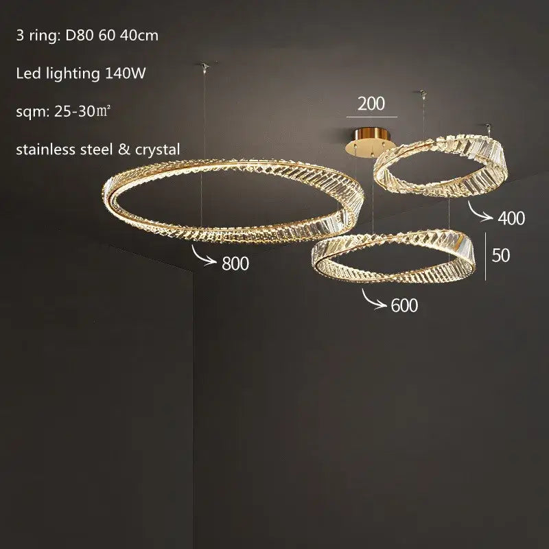 Gold Crystal Rings Pendant