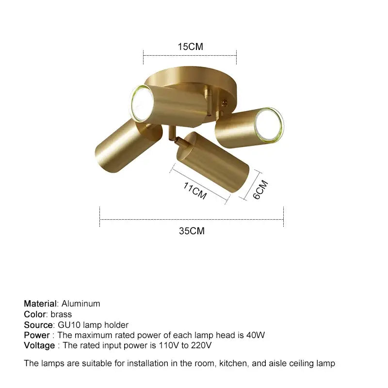 Brass Adjustable Ceiling Light
