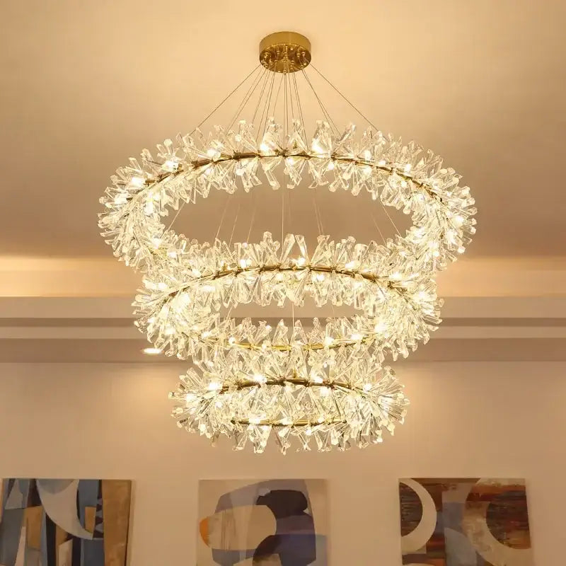 Gold Tier Crystal Chandelier