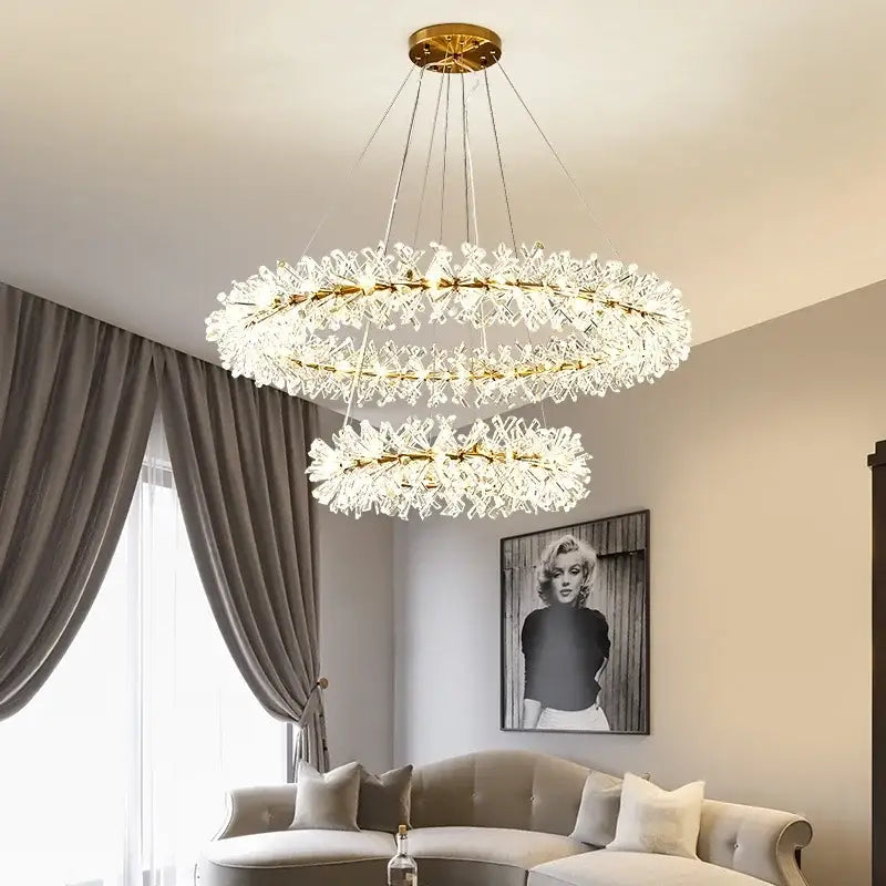 Gold Tier Crystal Chandelier