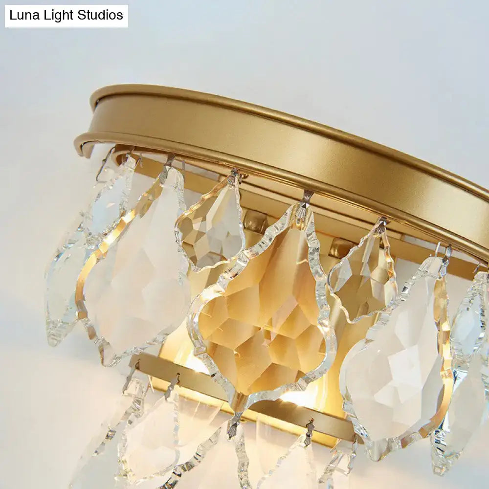 Gold Crystal Cast Iron Cut Wall Sconce