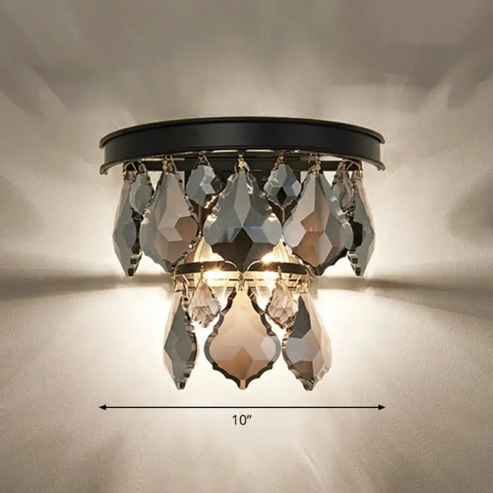 Gold Crystal Cast Iron Cut Wall Sconce