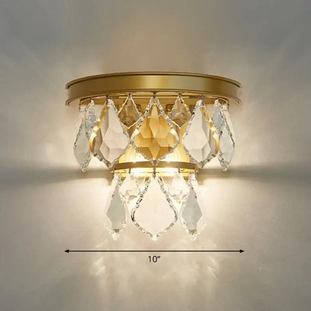 Gold Crystal Cast Iron Cut Wall Sconce