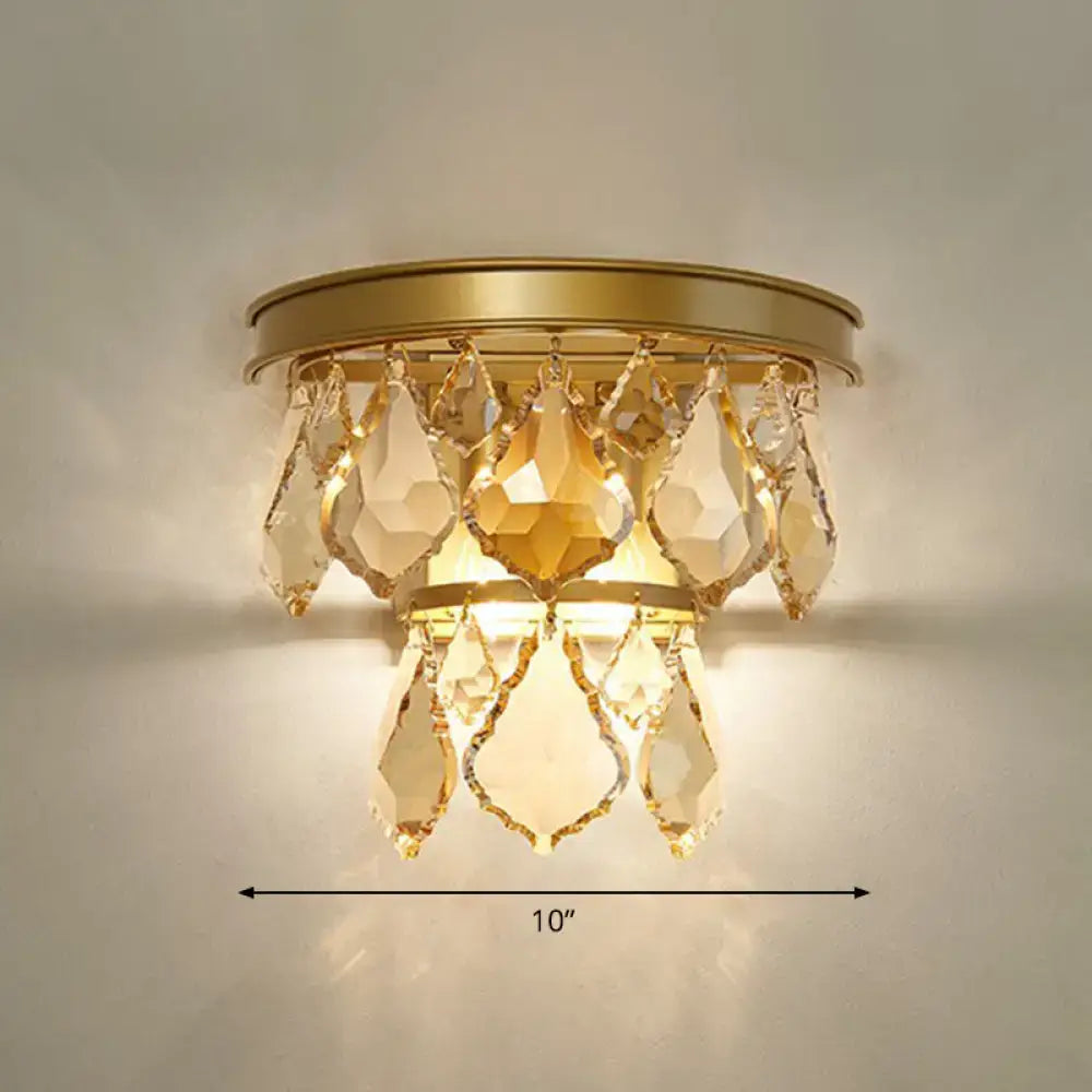 Gold Crystal Cast Iron Cut Wall Sconce