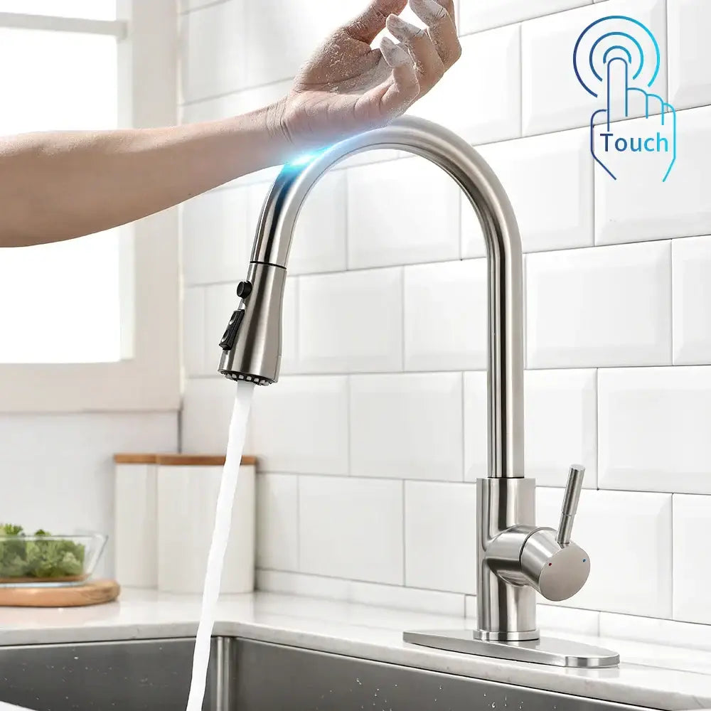 Gold Touch Sensor Kitchen Faucet Stainless Steel