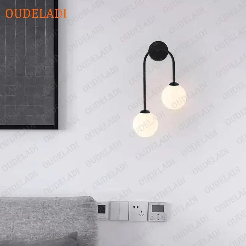 Gold Glass Ball Dual Light Dining Room Wall Lamp