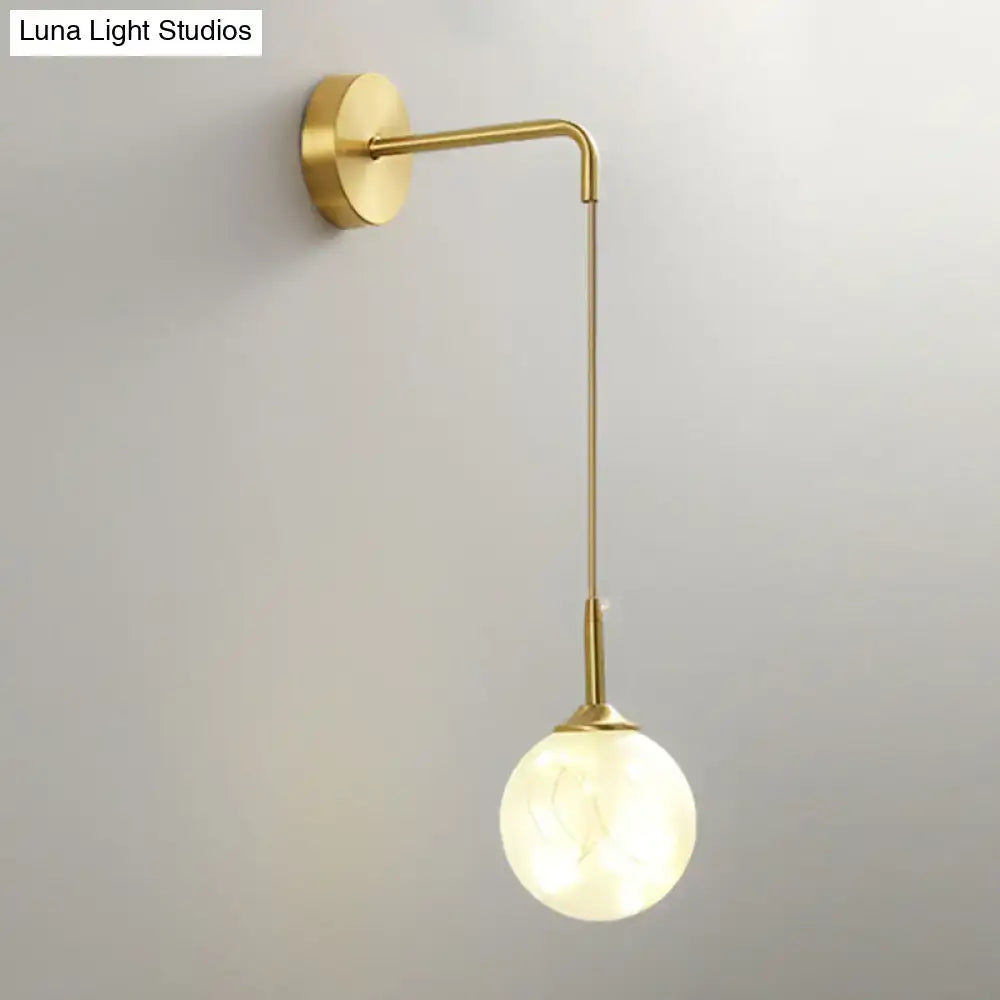Gold Frosted Glass Long Arm Sconce