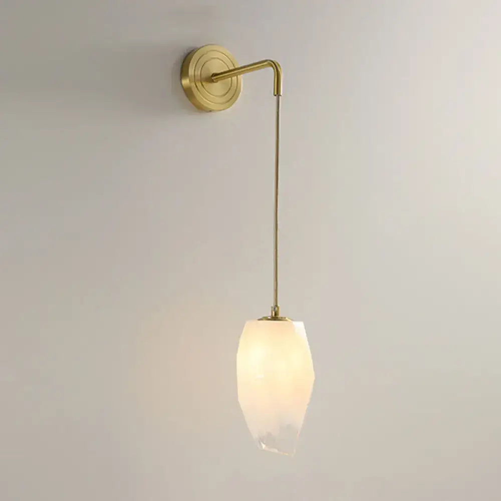 Gold Frosted Glass Long Arm Sconce