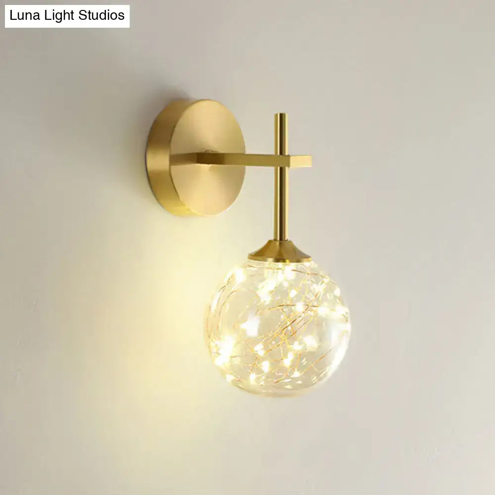 Gold Frosted Glass Long Arm Sconce