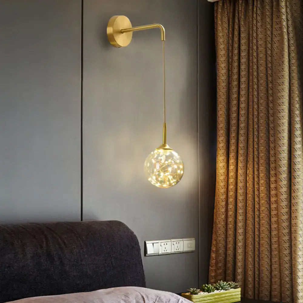Gold Frosted Glass Long Arm Sconce