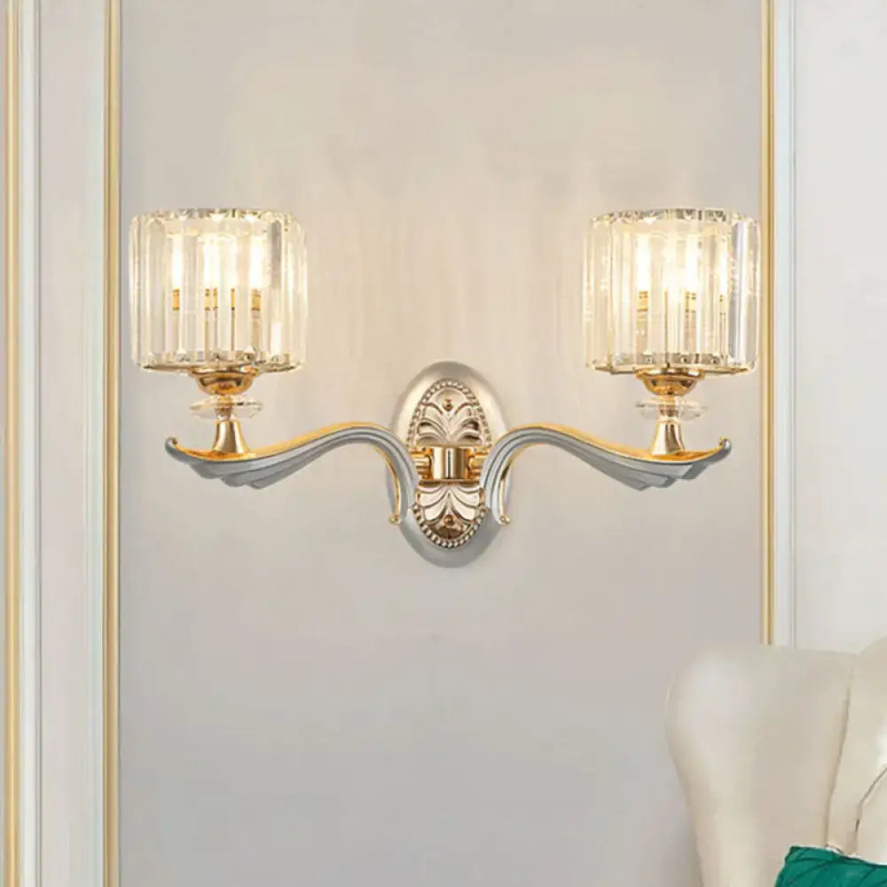 Gold Crystal Cylinder Sconce