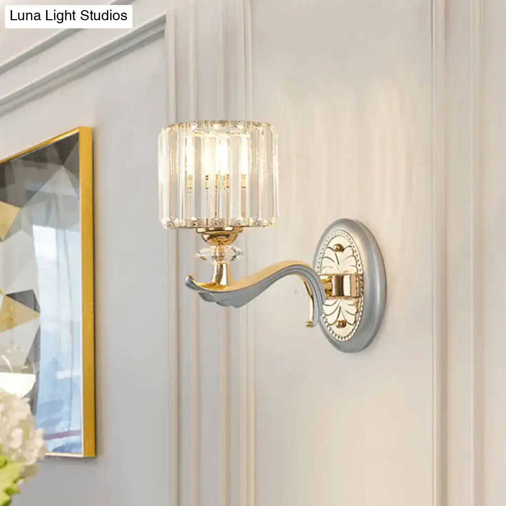 Gold Crystal Cylinder Sconce