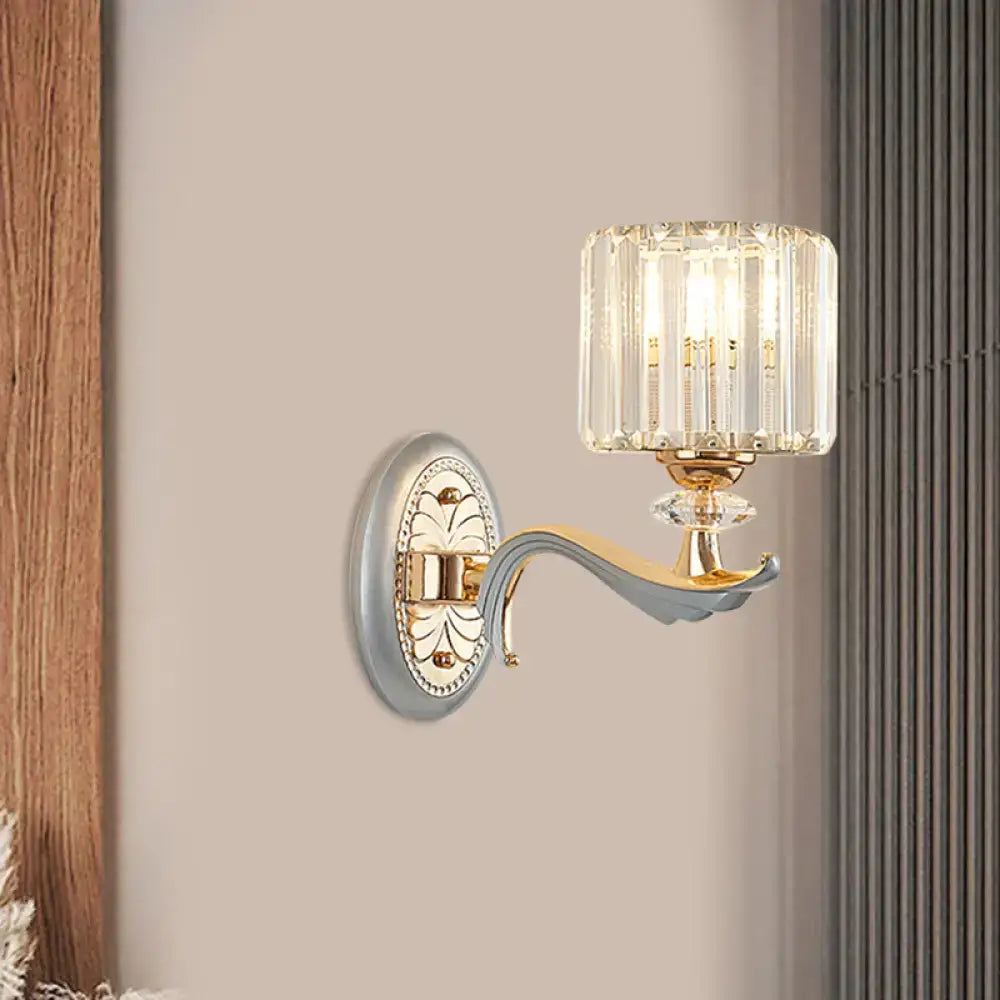 Gold Crystal Cylinder Sconce