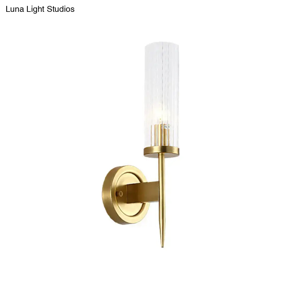 Gold Ribbed Glass Sconce