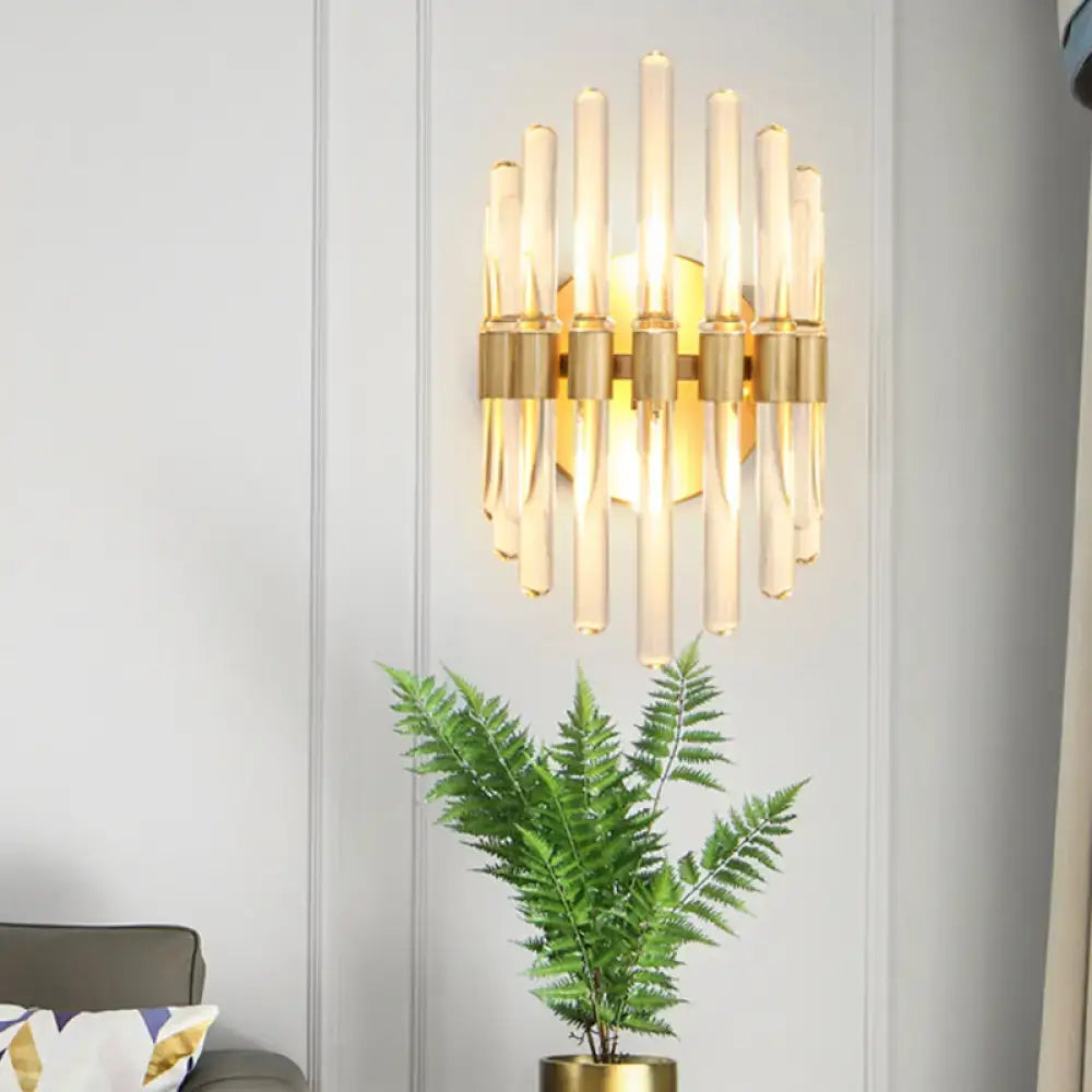 Gold Crystal Tubular Wall Light LED