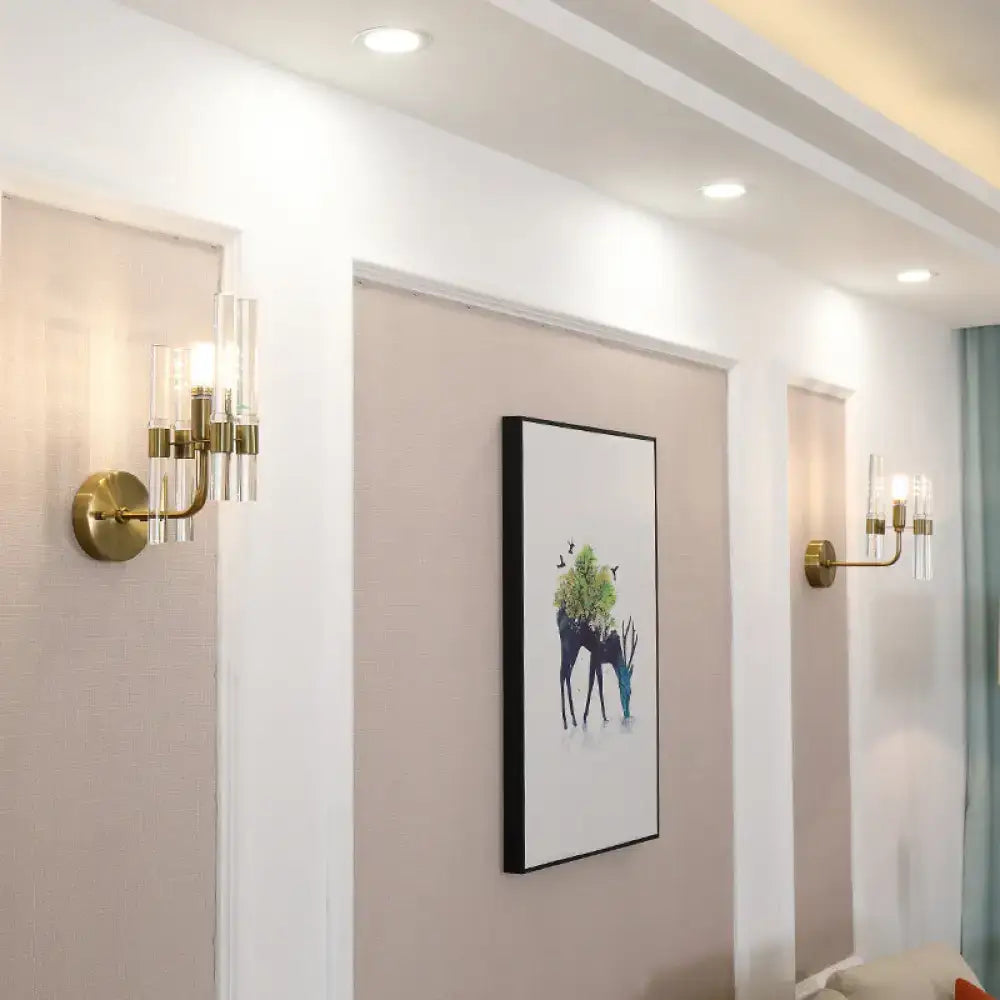 Gold Crystal Pipe Sconce Durable Metal Build