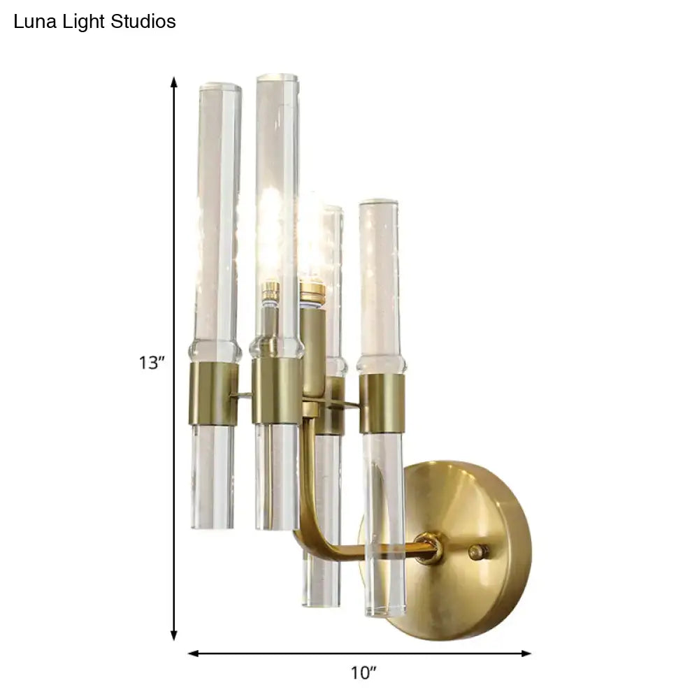 Gold Crystal Pipe Sconce Durable Metal Build