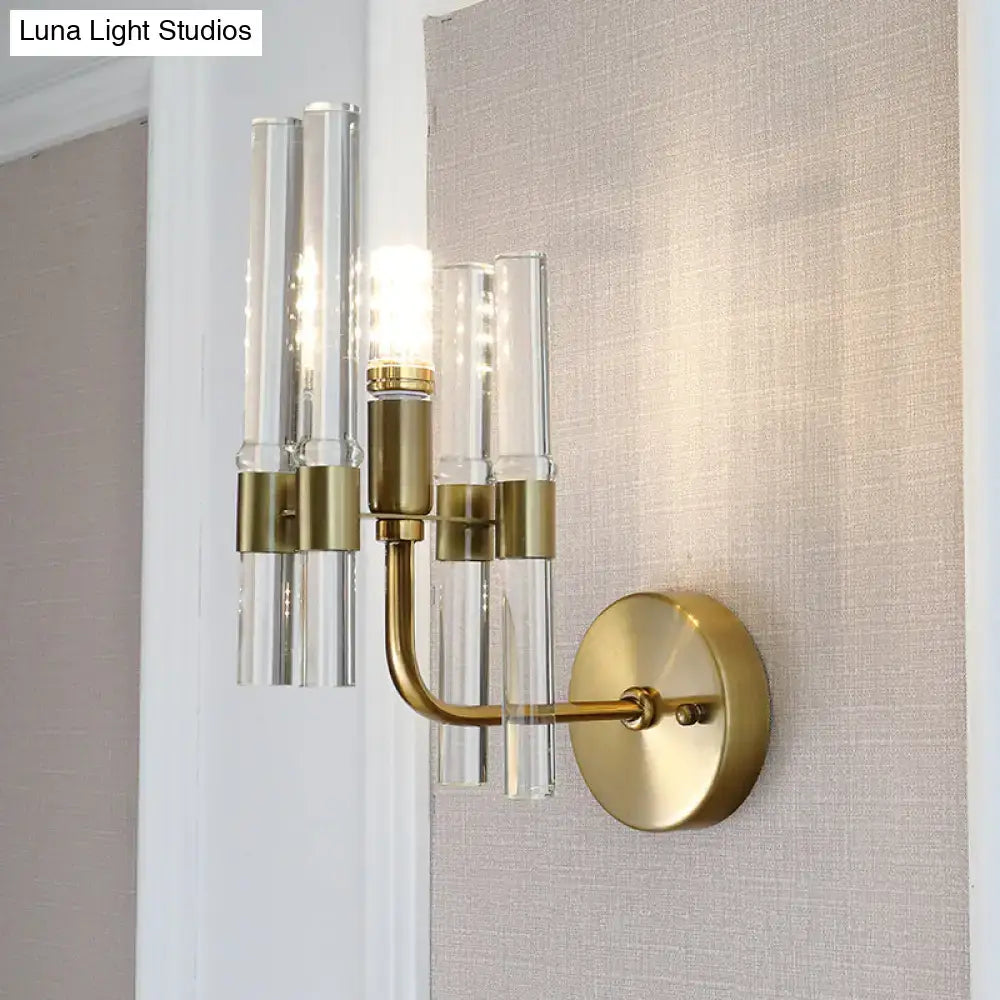 Gold Crystal Pipe Sconce Durable Metal Build