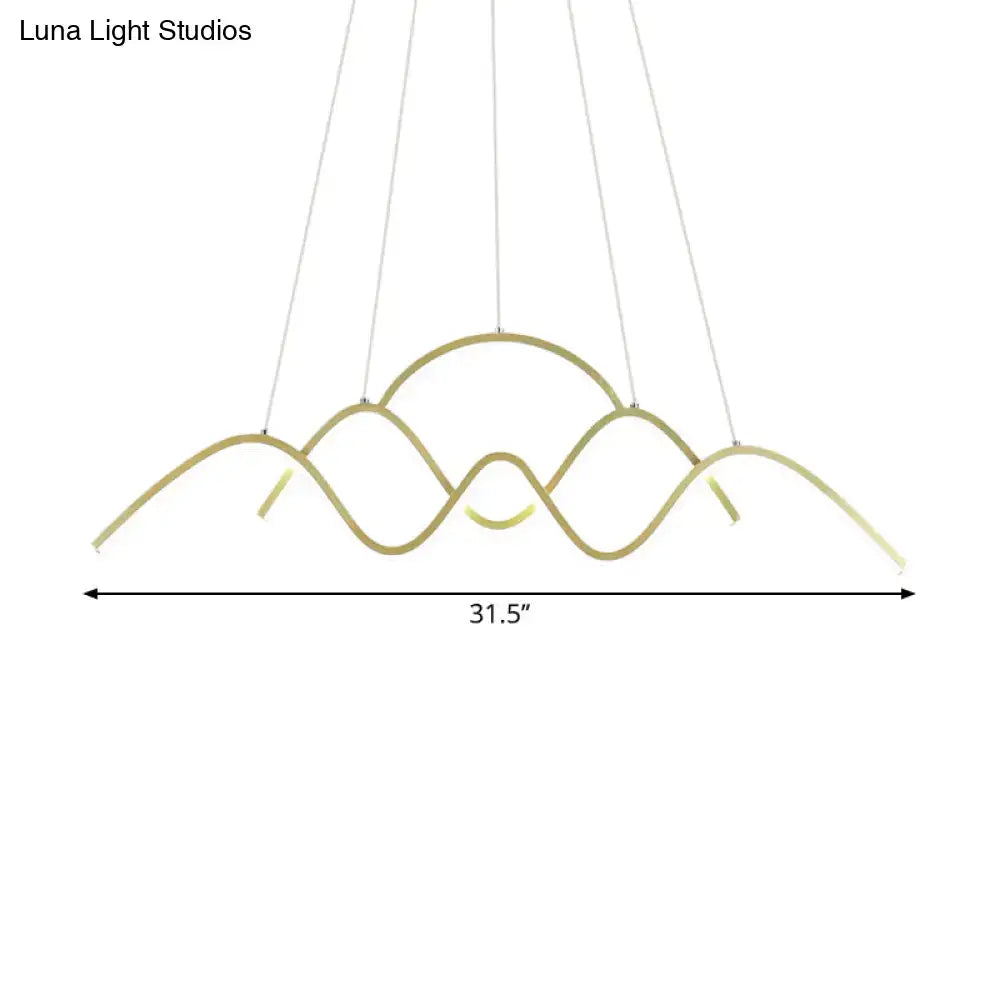 Gold Wavy Island Pendant
