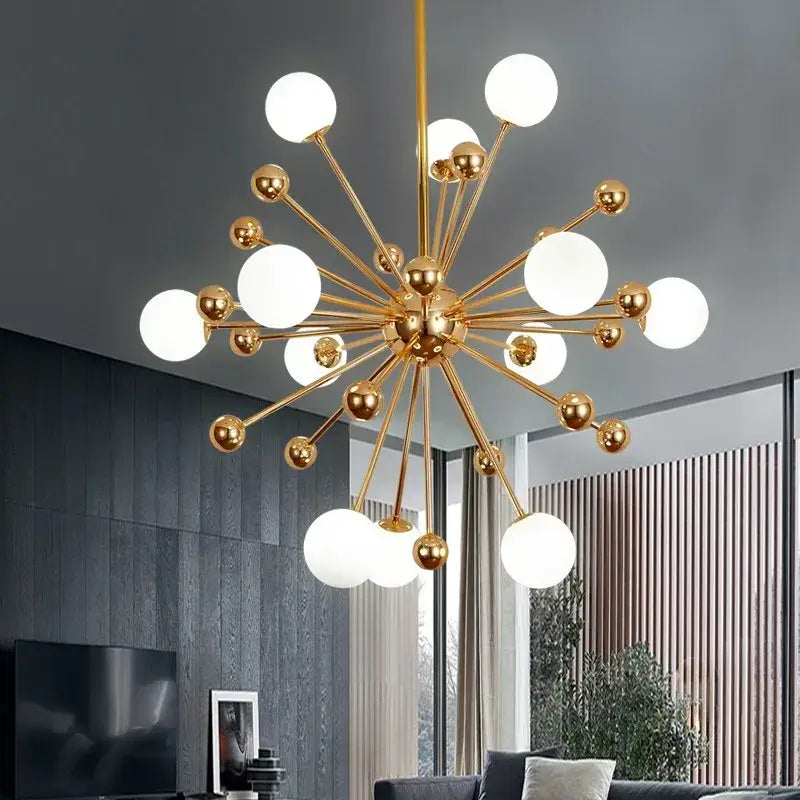 Gold Acrylic Molecule Chandelier