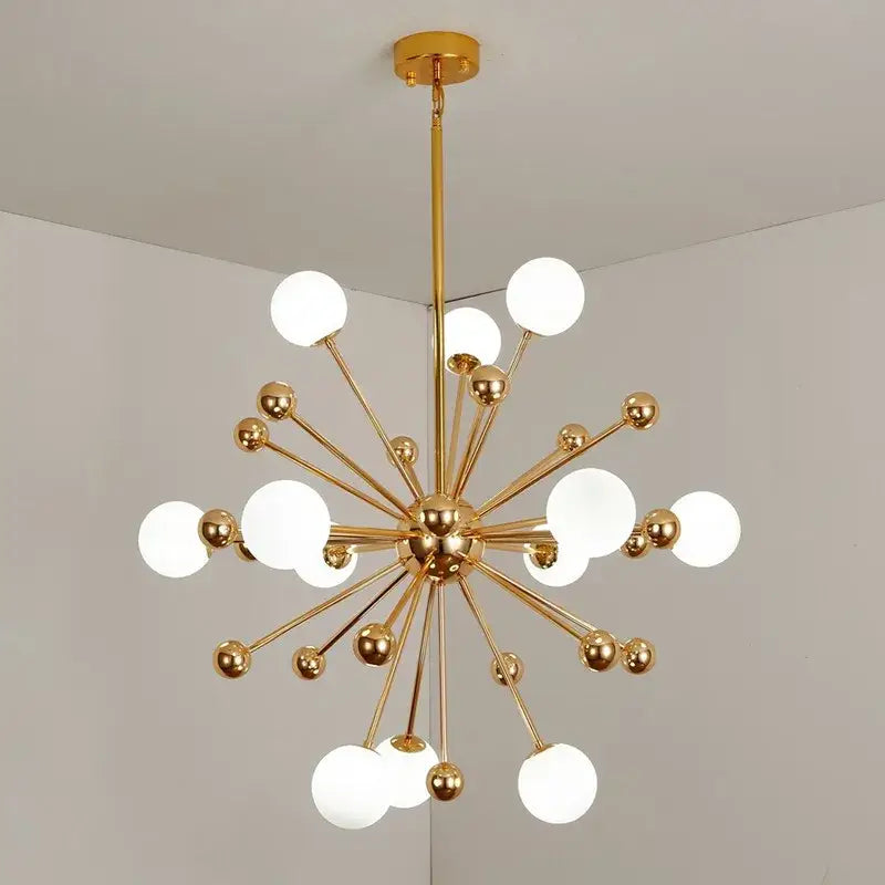 Gold Acrylic Molecule Chandelier