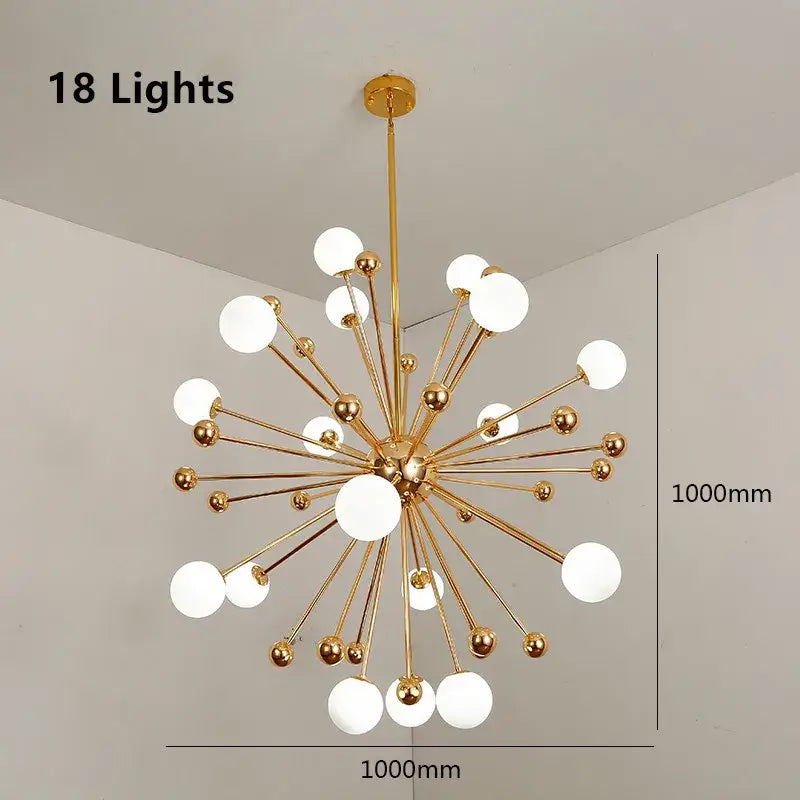 Gold Acrylic Molecule Chandelier